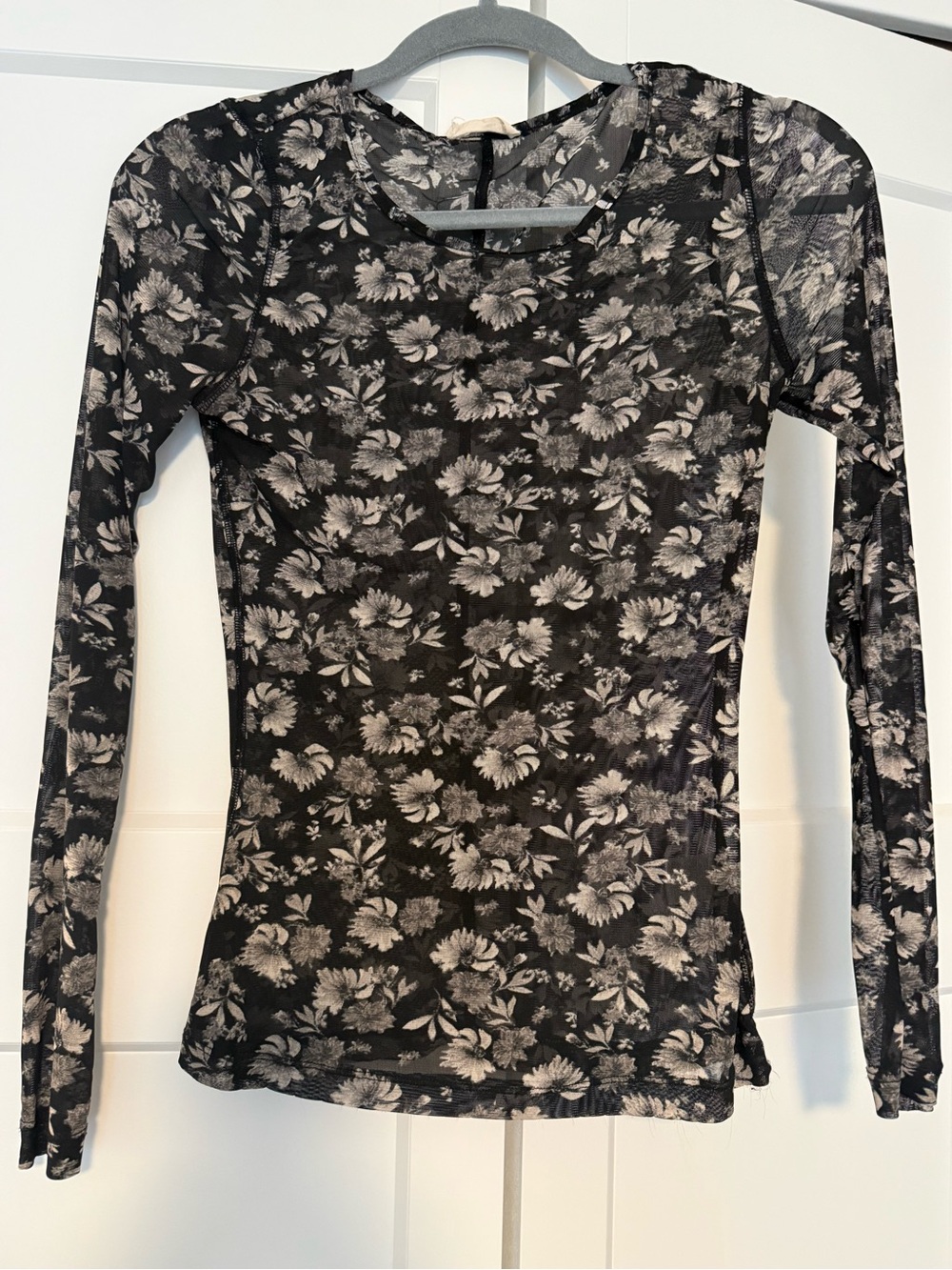 lovestitch Black Sheer Floral Long-Sleeve Tee
